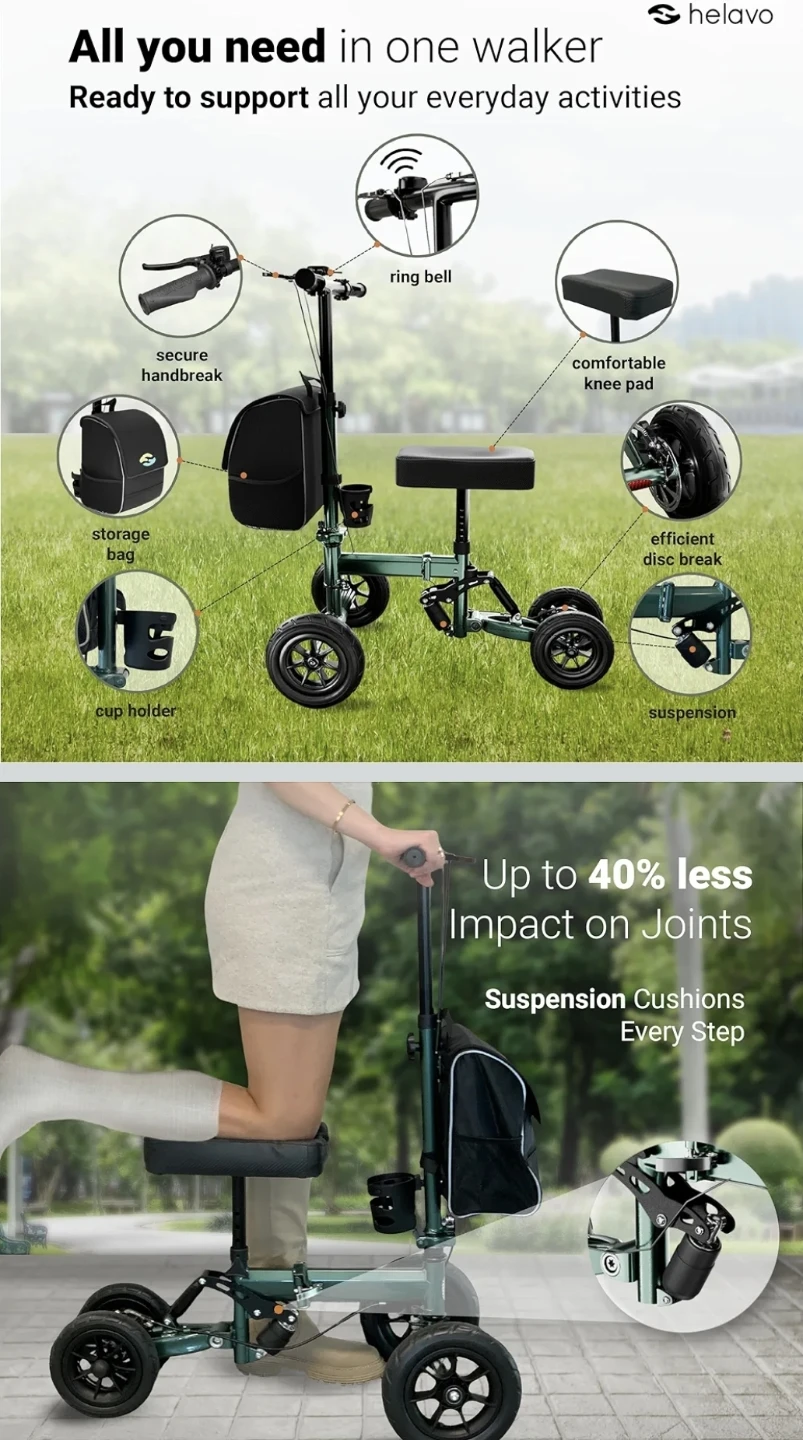 Helavo Knee Walker H1090 with Storage Bag and Outdoor Tires - photo 4
