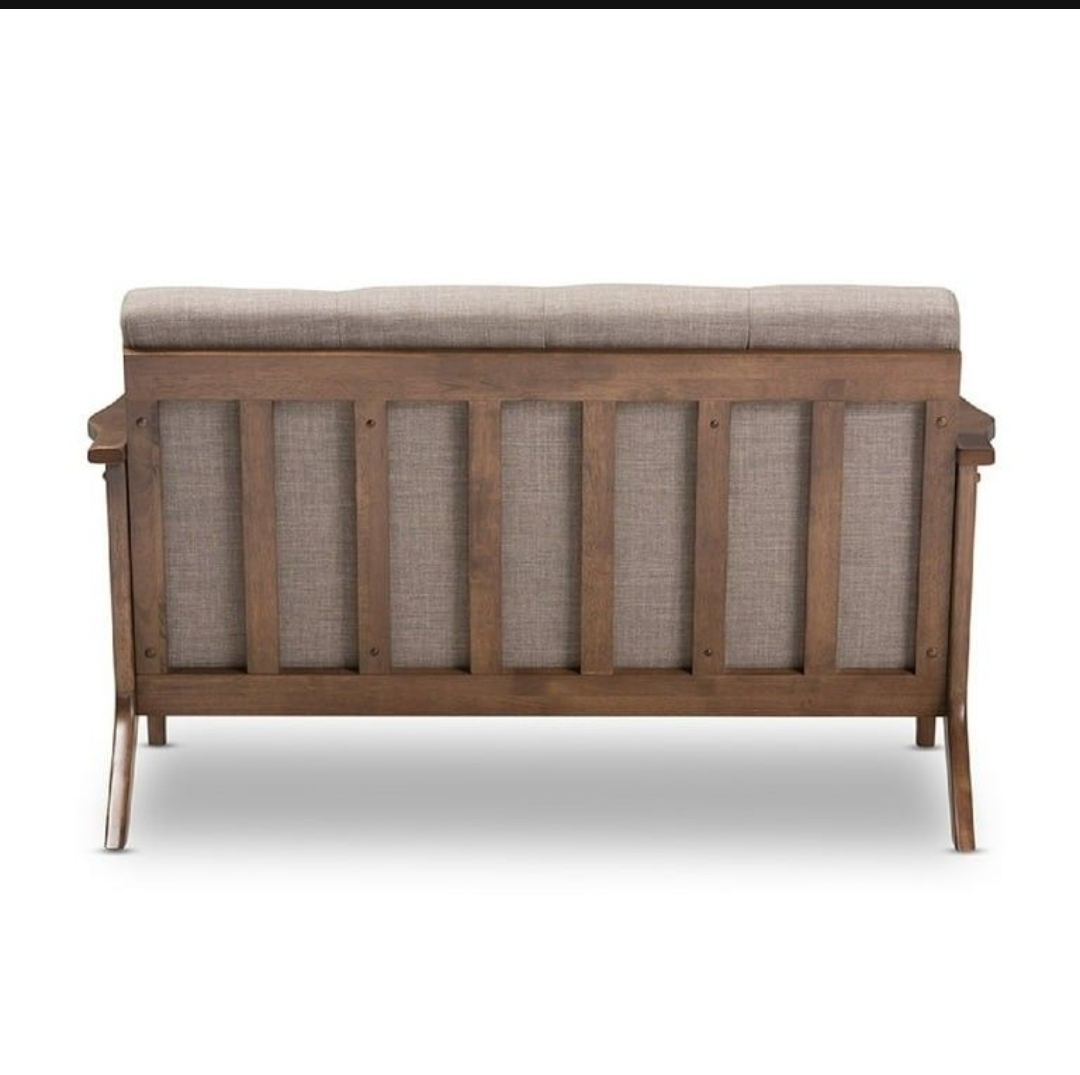 Mid-Century Modern Loveseat and Ottoman Set - Grey Fabric - photo 5