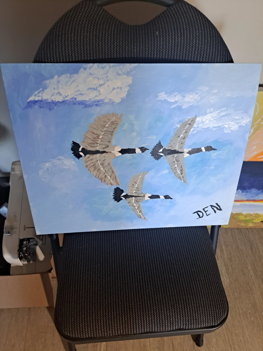 Painting of Geese in Flight