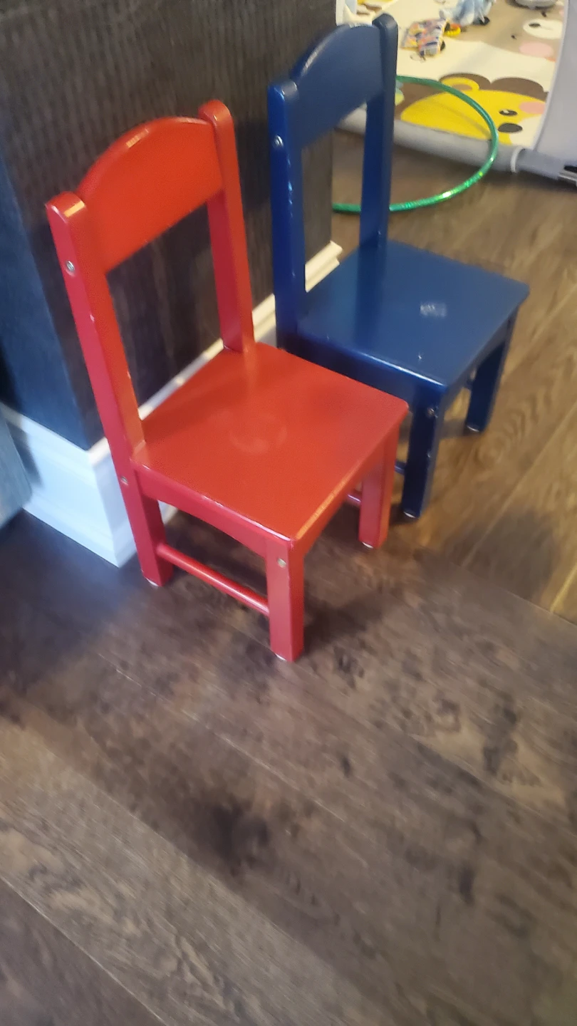 Set of 2 Children's Wooden Chairs - Red & Blue