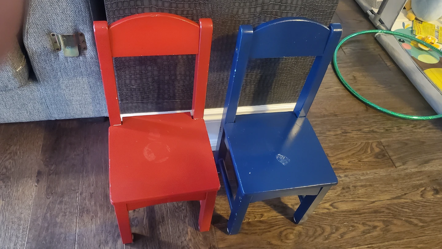 Set of 2 Children's Wooden Chairs - Red & Blue - photo 2