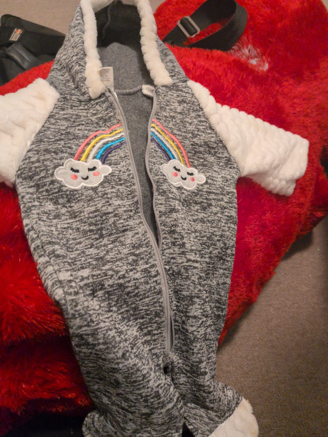 Baby Sleepsuit Rainbow Cloud Grey White