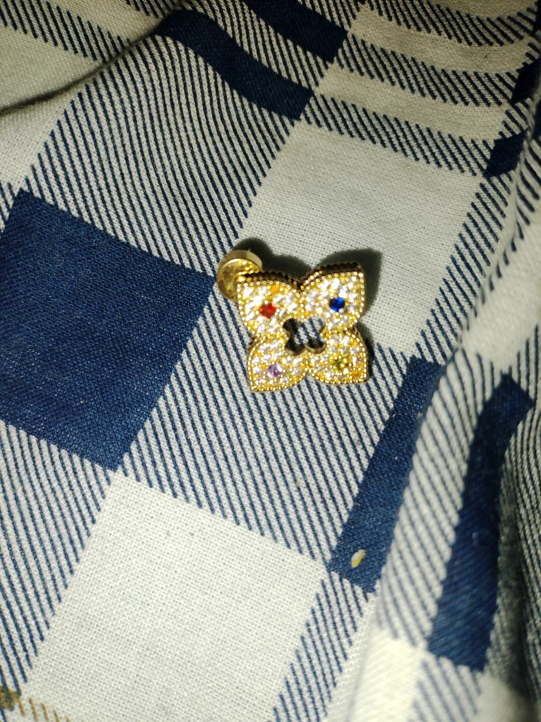 Gold Tone Rhinestone Butterfly Charm