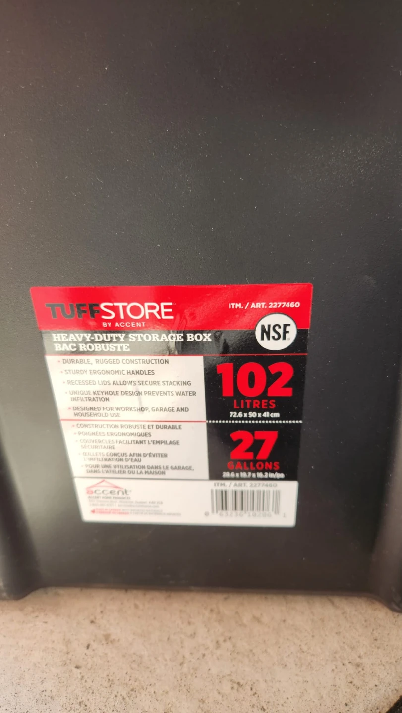 Tuffstore Heavy-Duty Storage Tote Box - 102 Litres / 27 Gallons - photo 2