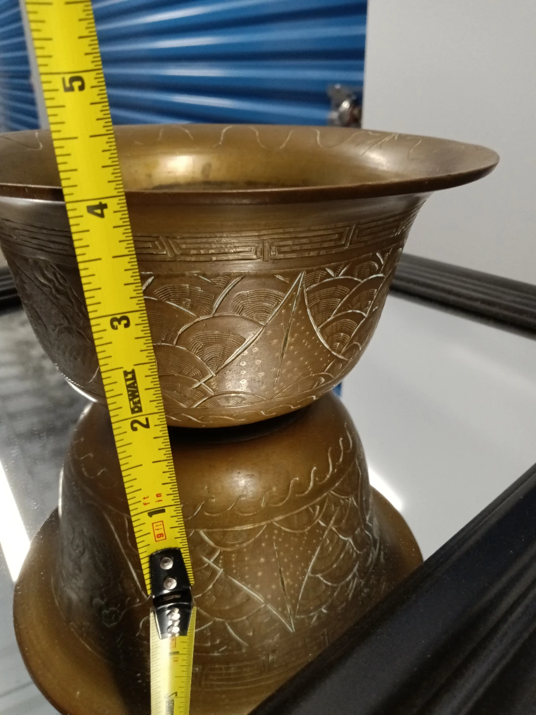 Vintage Brass Bowl with Dragon Engravings VERY HEAVY.