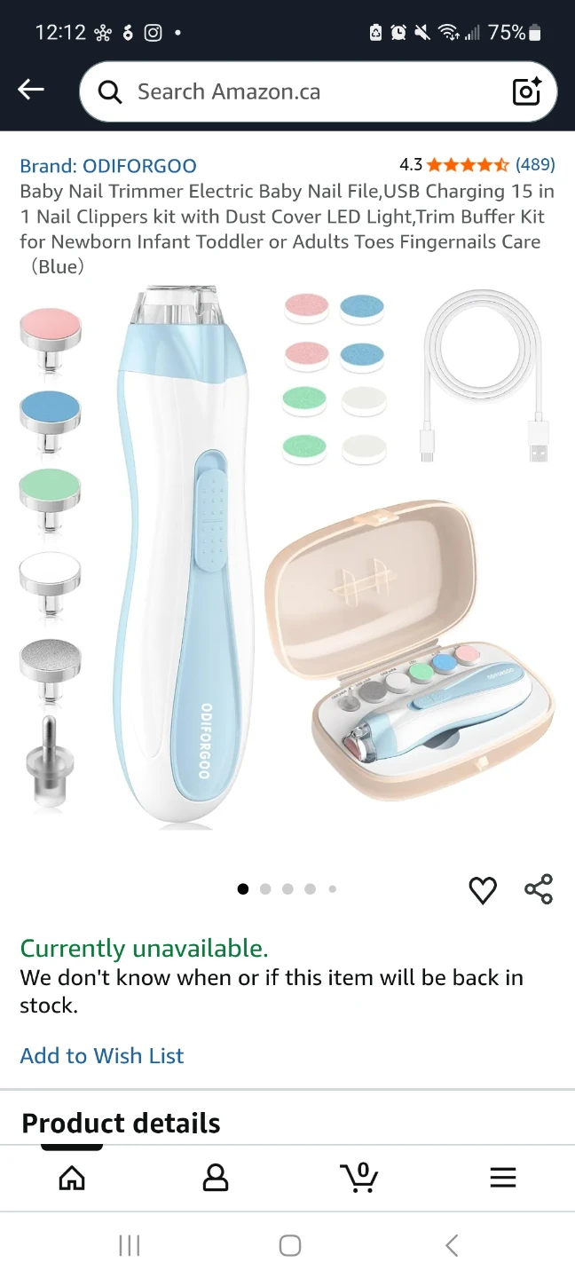 Sealed ODIFORGOO Electric Baby Nail Trimmer Kit 🥕