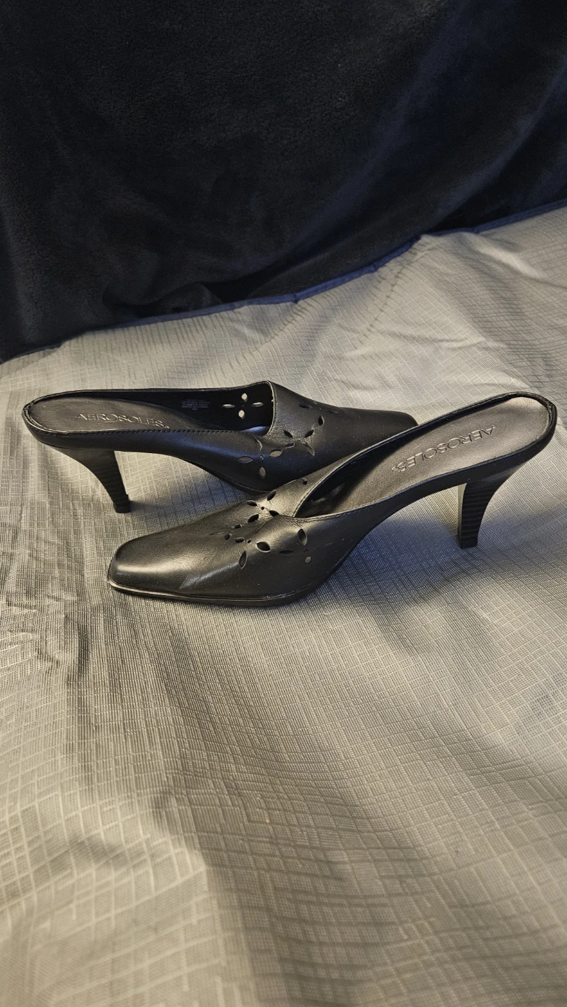 Aerosoles Black Leather Mules Size 8 - photo 4