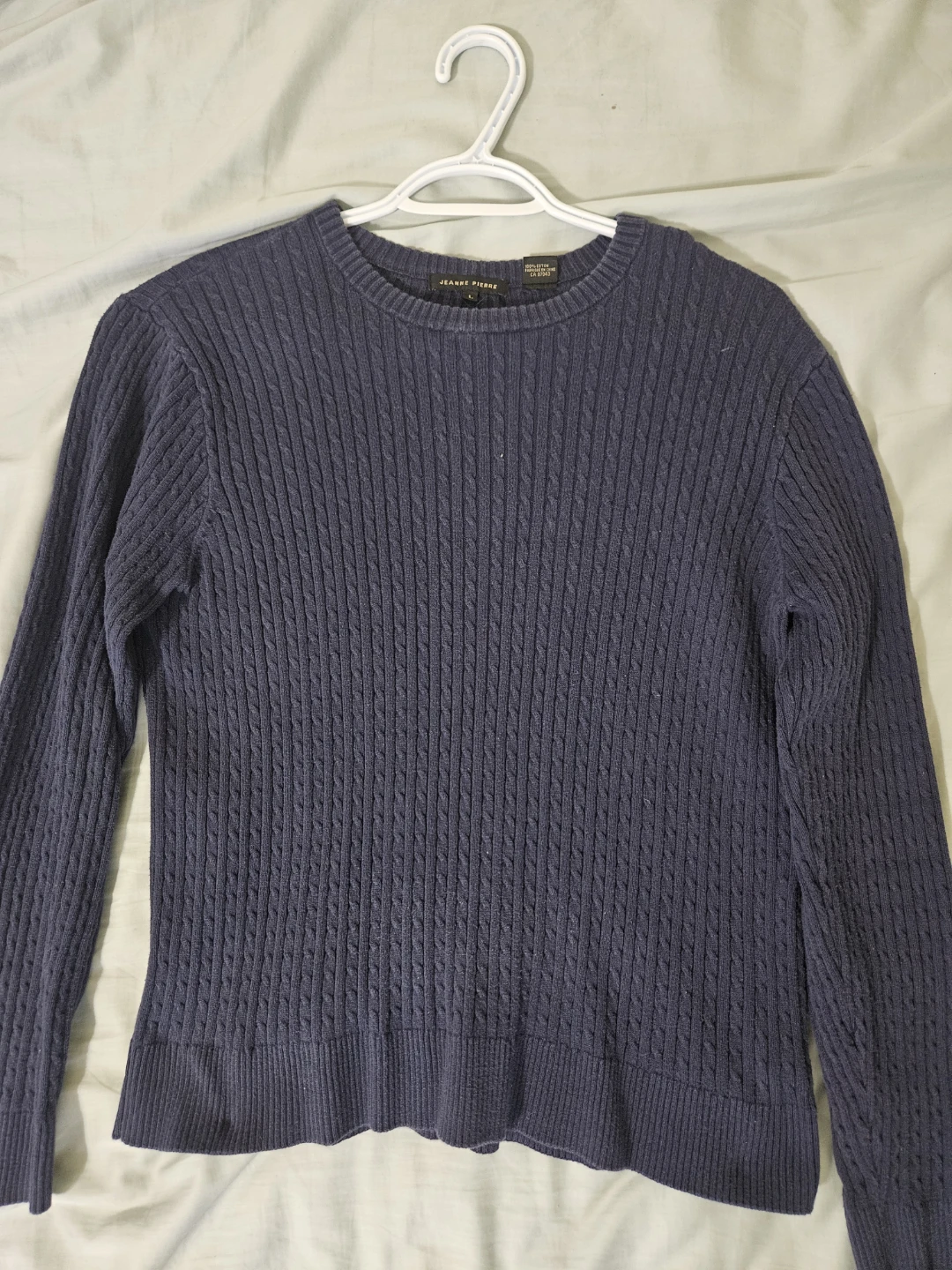 Jeanne Pierre Navy Blue Cable Knit Sweater - Size L