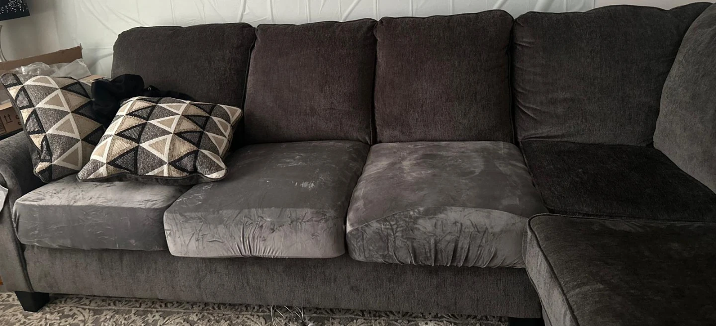 Dark Gray Sectional Sofa with Cushions - photo 2