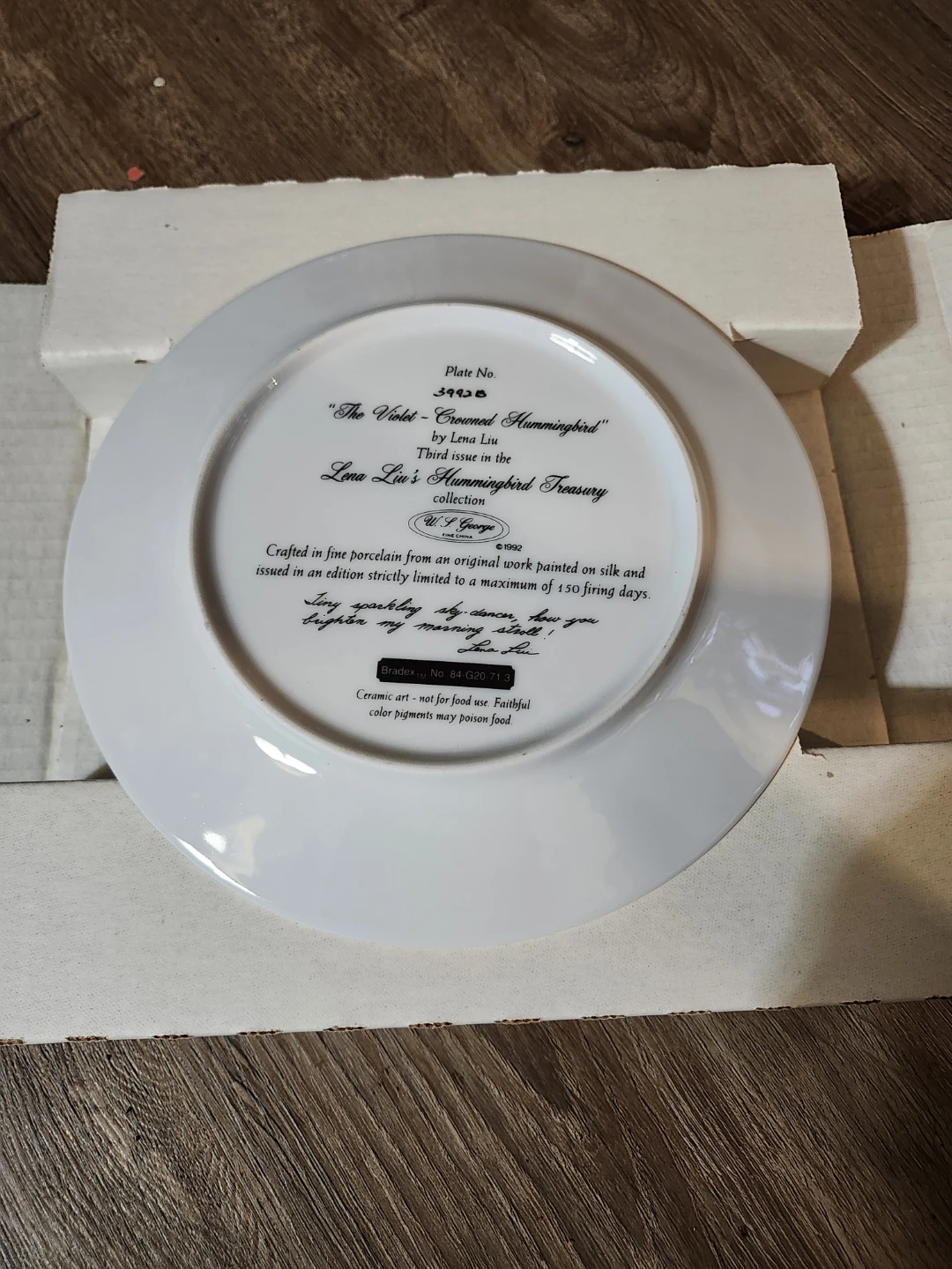 The Violet - Crowned Hummingbird Collector Plate by Lena Liu - photo 2