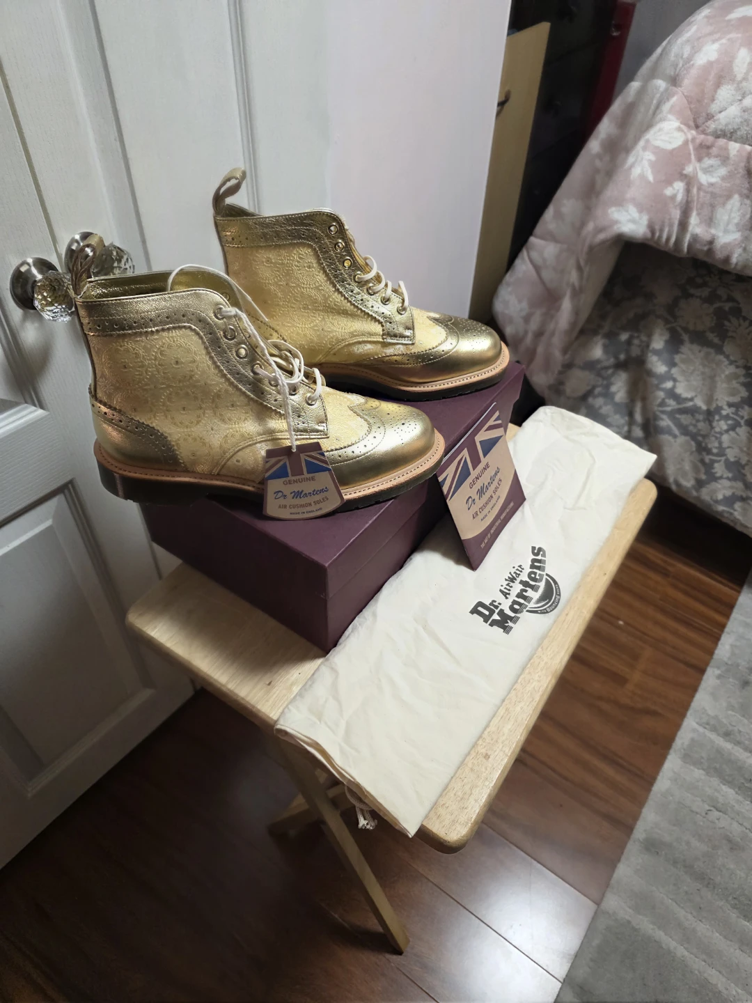 Dr. Martens Gold Brocade Wingtip Boots - photo 2