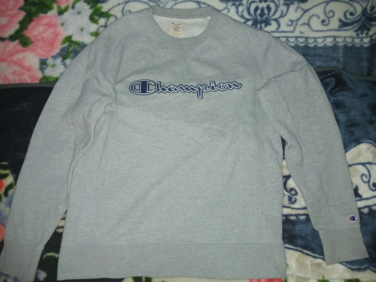 Champion Grey Athletic Apparel Crewneck Sweatshirt - Large