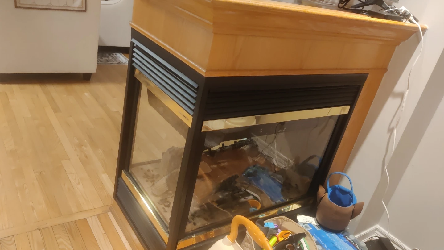 Gas Fireplace Insert with Oak Mantle