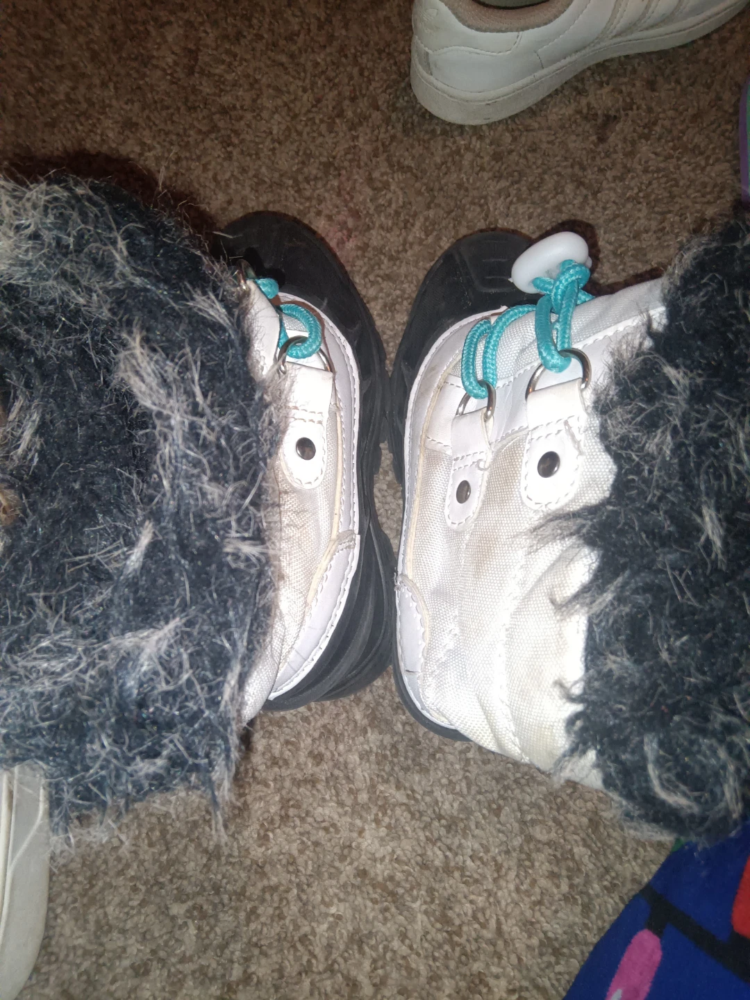 Girls White & Black Winter Snow Boots with Faux Fur Trim - photo 3