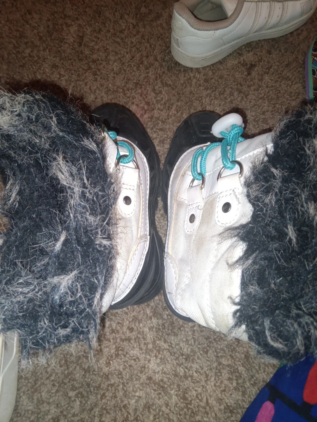 Girls White & Black Winter Snow Boots with Faux Fur Trim - photo 4