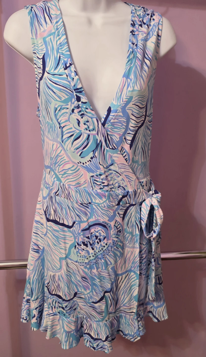 Lilly Pulitzer Sleeveless Wrap Dress Romper Size L