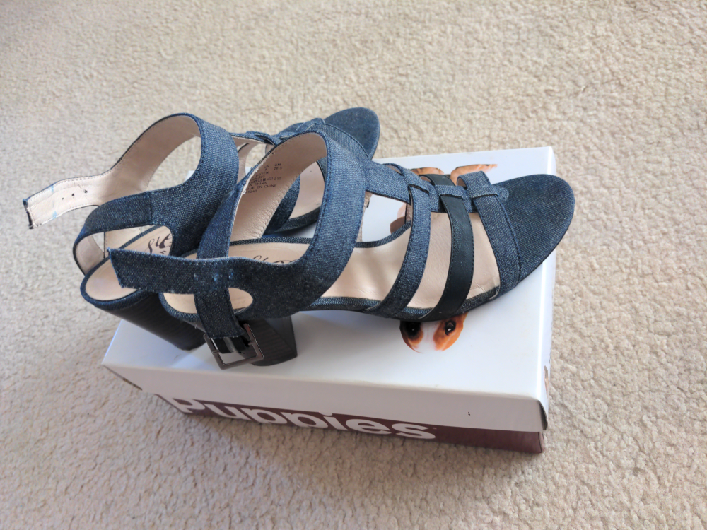 Hush Puppies Women's Denim Strappy Block Heel Sandals Size 9