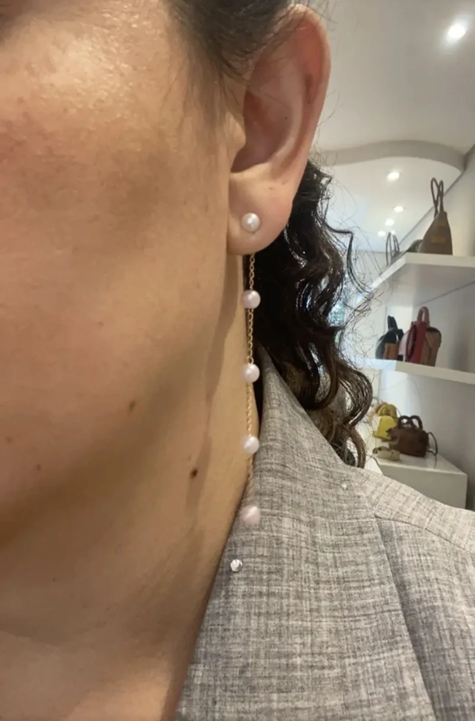 NEW French Vintage Gold Pearl Tassel Dangle Earrings - photo 4