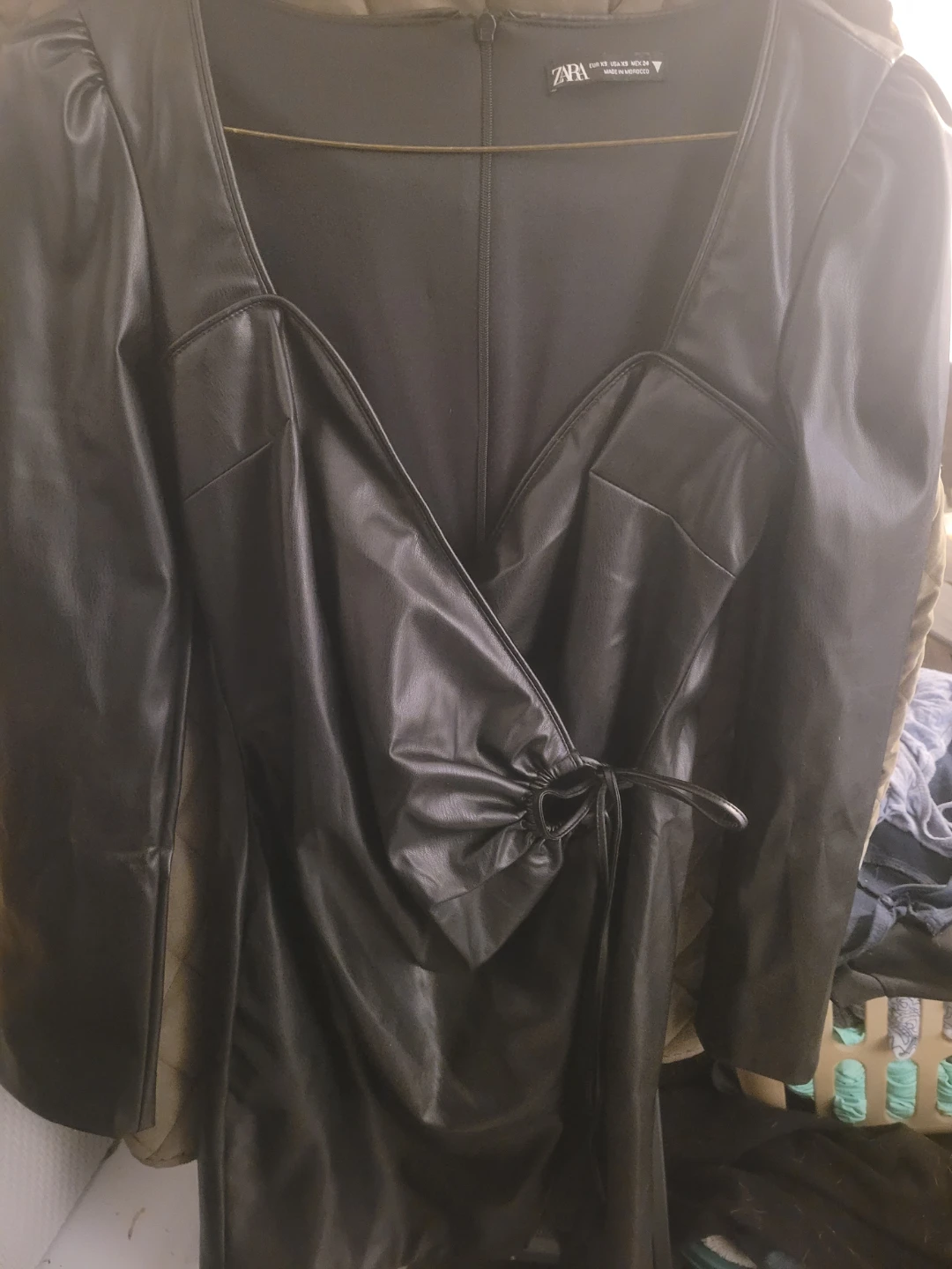 ZARA Faux Leather Black Dress