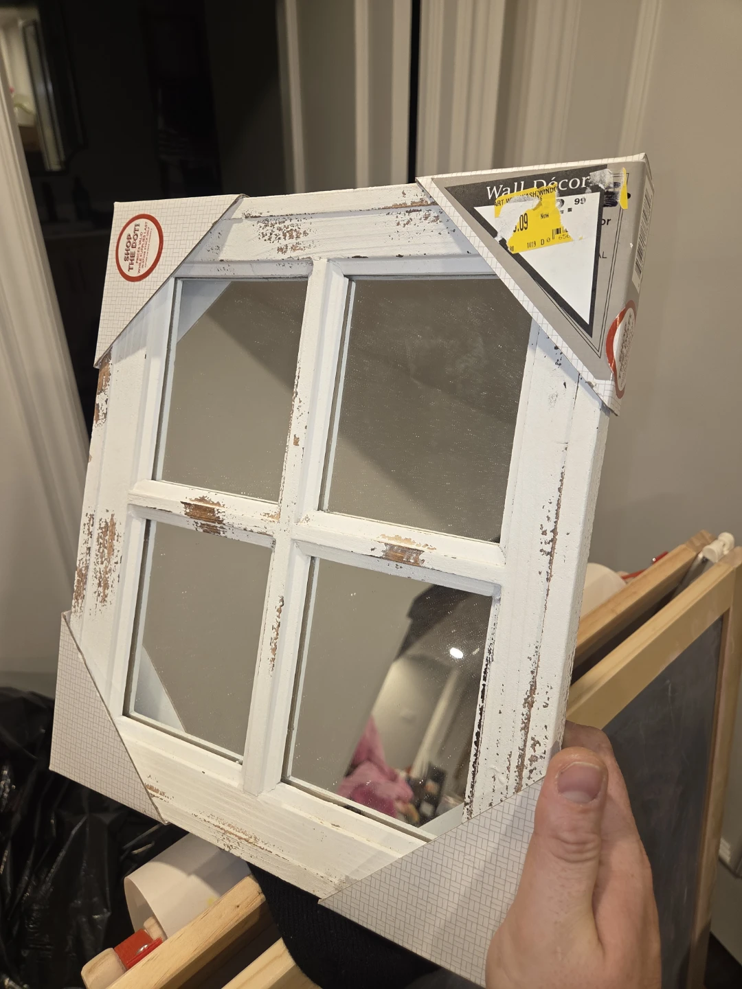 White Wash Window Mirror 13x12 - photo 2