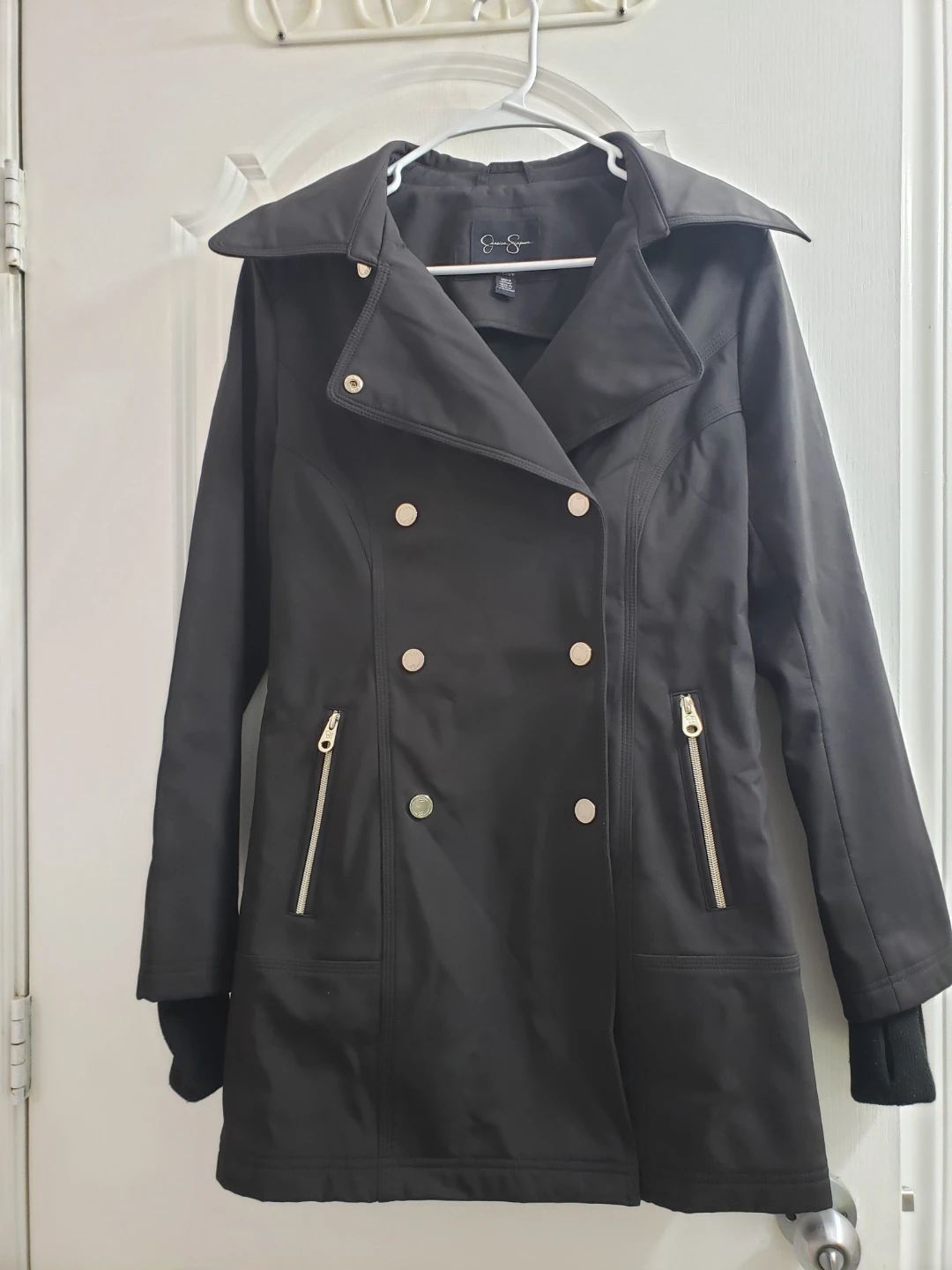 Jessica Simpson Black Double-Breasted Coat Size Small