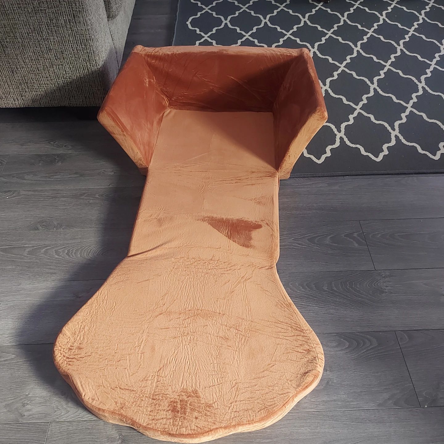 Kids Armchair with Ottoman - Orange Velvet - photo 2
