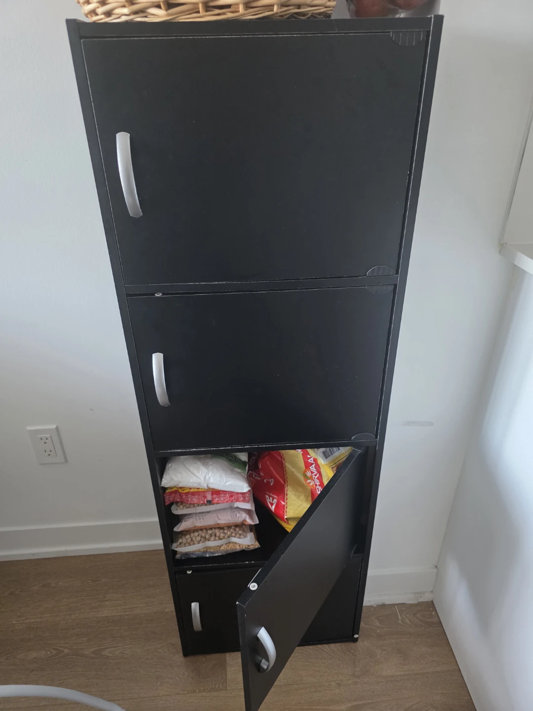 Black Tall Storage Cabinet with 4 Doors