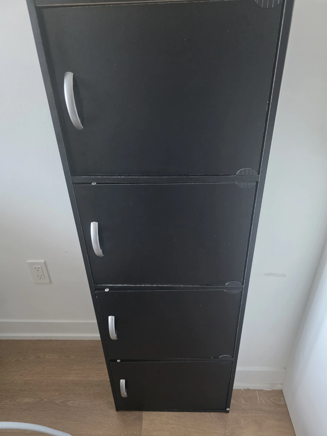 Black Tall Storage Cabinet with 4 Doors - photo 2