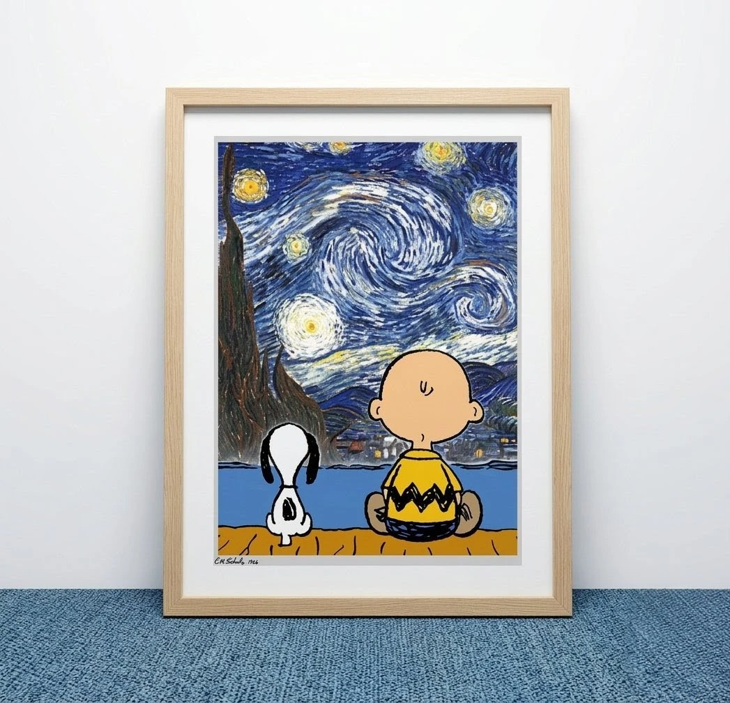 Snoopy print Peanuts Charlie Brown Snoopy Starry Night Art Print