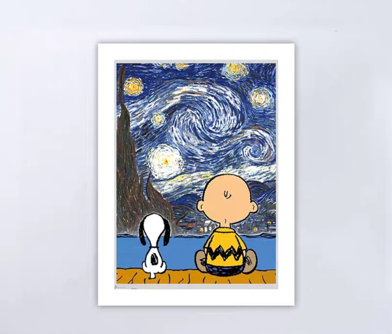 Snoopy print Peanuts Charlie Brown Snoopy Starry Night Art Print - photo 2