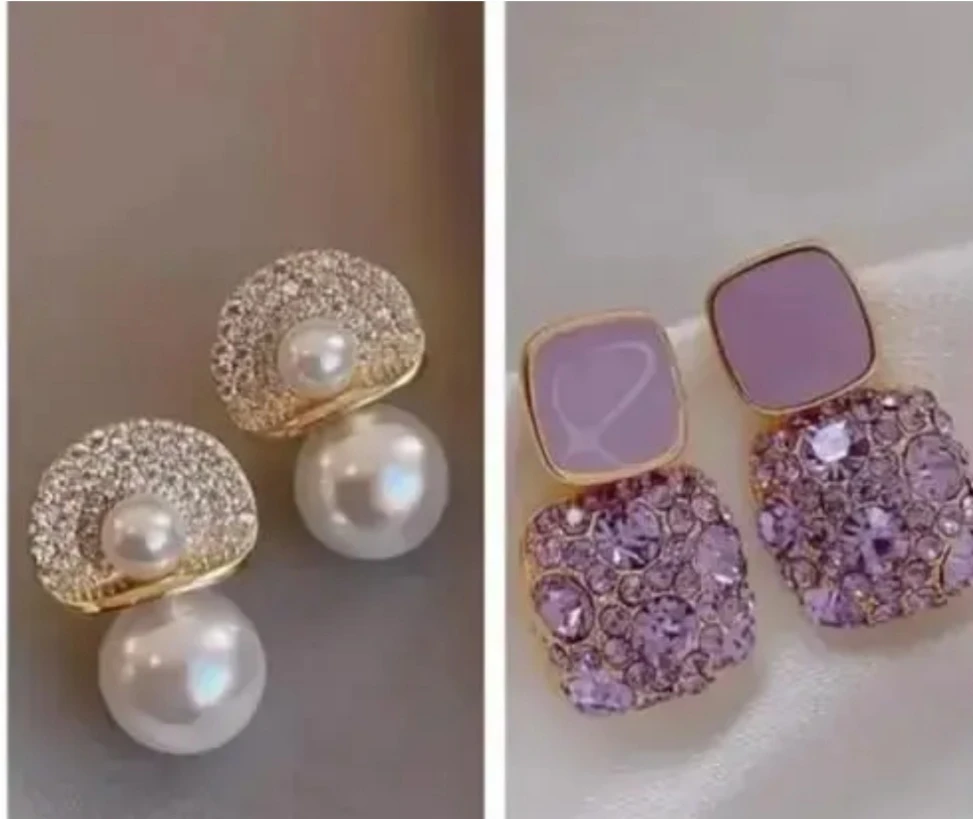 Pearl and Crystal Drop Earrings