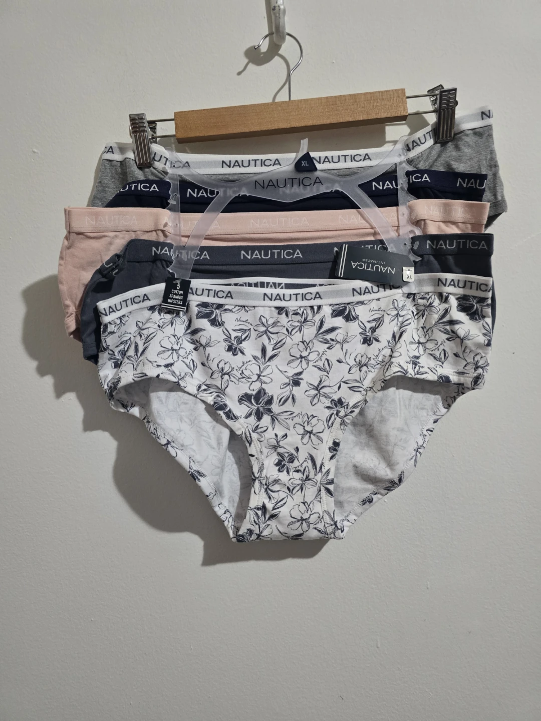 NWT Nautica Hipster Panties - Size XL - 5-Pack - Cotton Blend