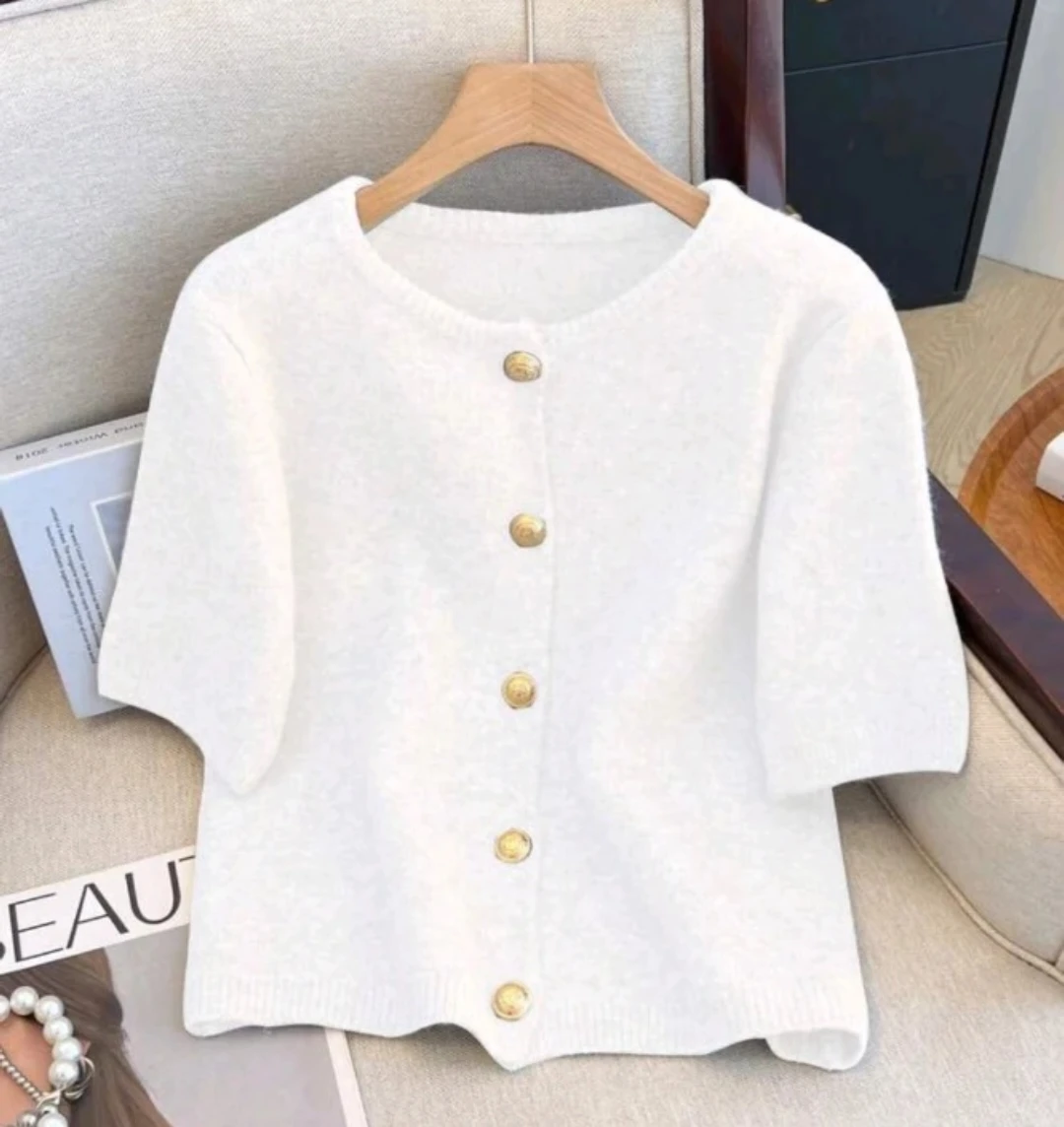 White Button-Up Cardigan Sweater