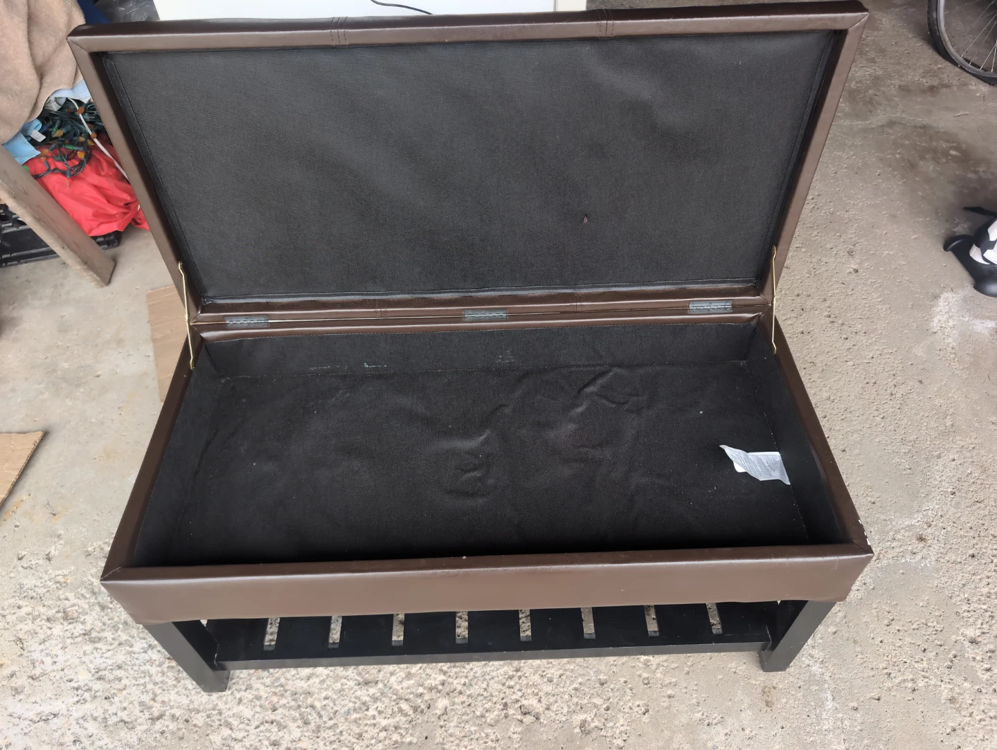Brown Faux Leather Storage Bench - photo 2