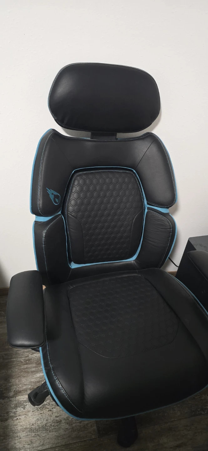 Black Gaming Chair with Blue Accents - photo 3