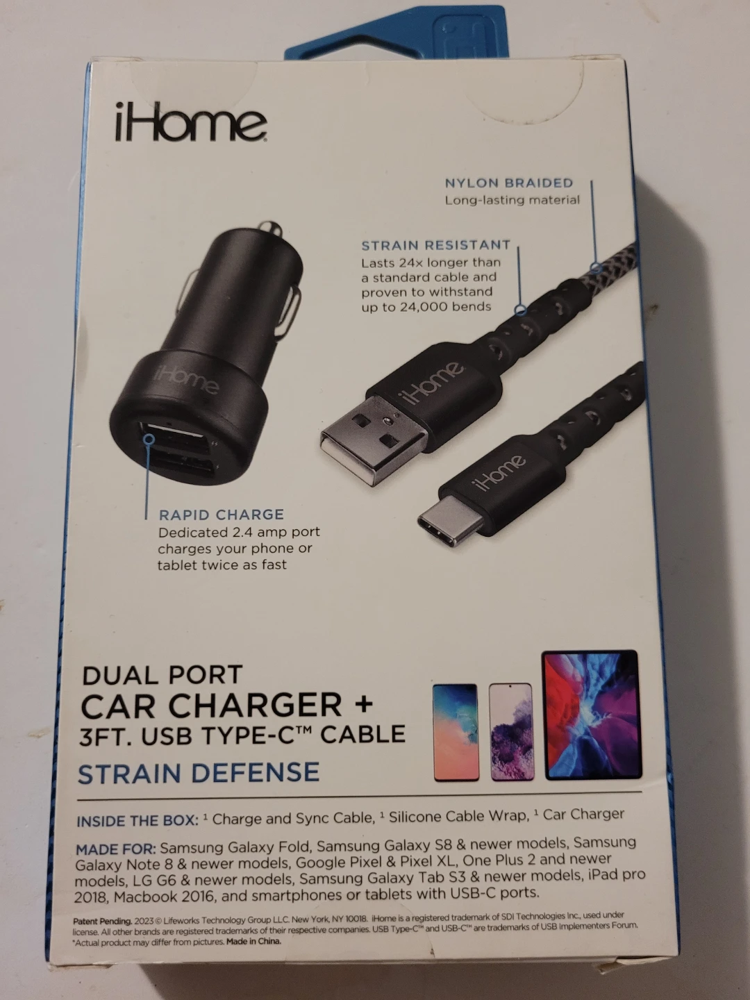 iHome Dual Port Car Charger + 3ft USB Type-C Cable - photo 4