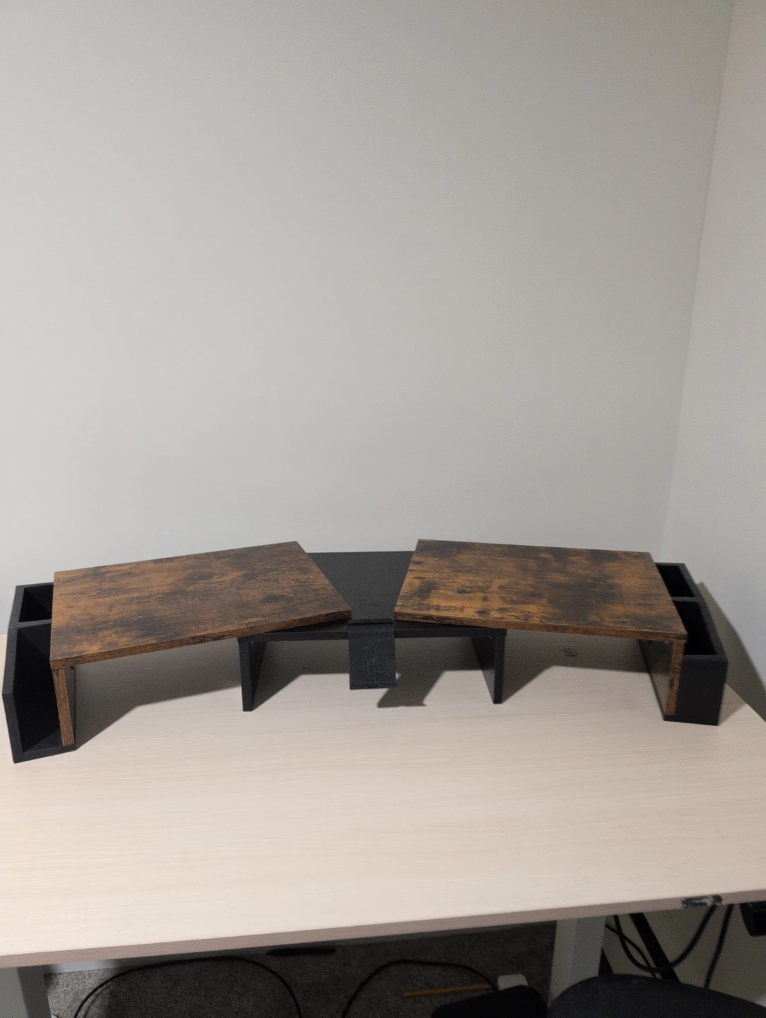 Rustic Wood Monitor Riser with Storage