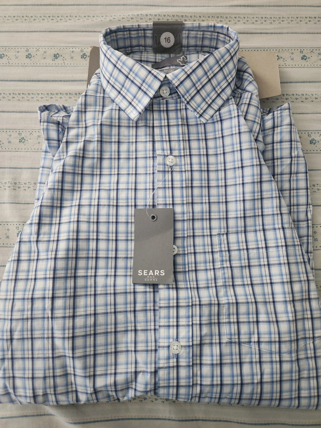 Sears Homme Men's Plaid Dress Shirt - Size 16
