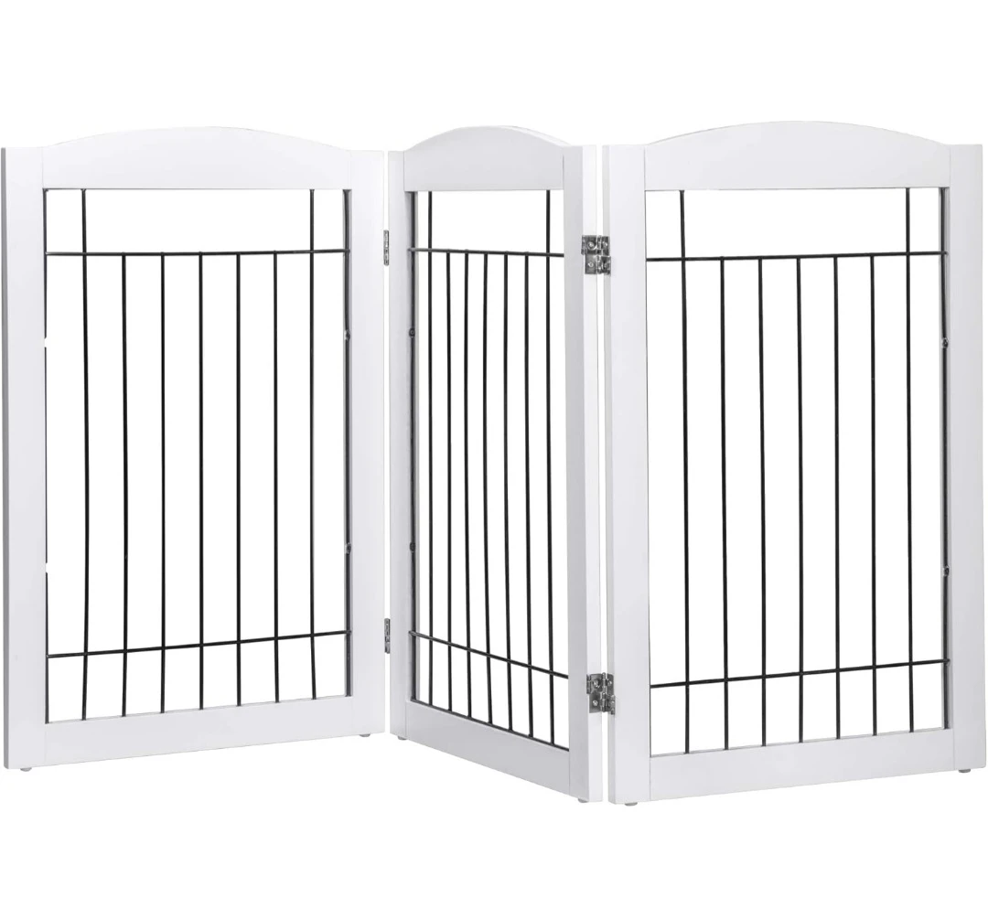 Freestanding Foldable Wood Dog Gate...GUC
