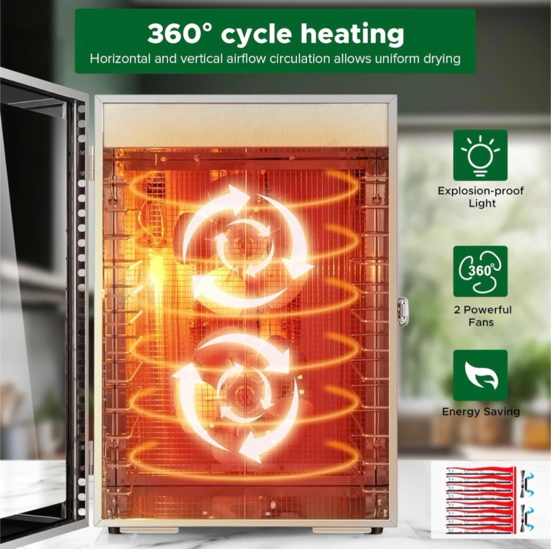 12 Tray Food Dehydrator Machine Stainless Steel Dual fan 360° Ef - photo 4