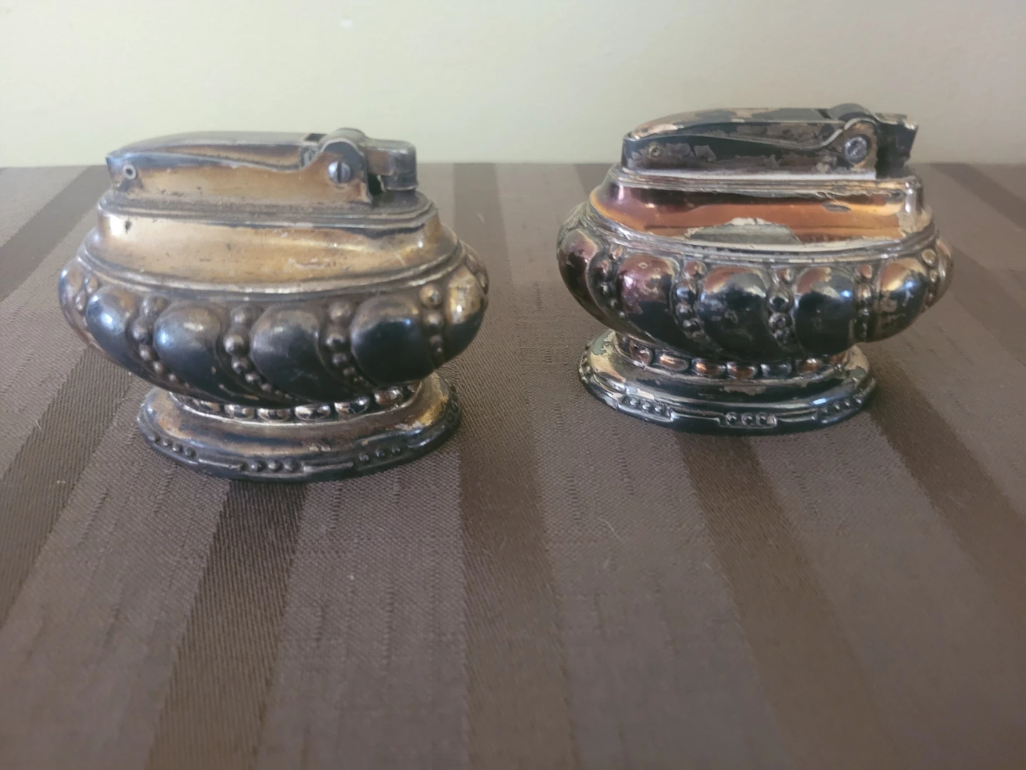 2 Vintage Ronson Petrol Silver Plate Table  Lighter - photo 3
