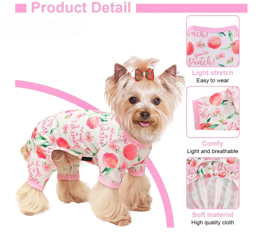 Pet Pajamas - Peach Print - Size 2XL
