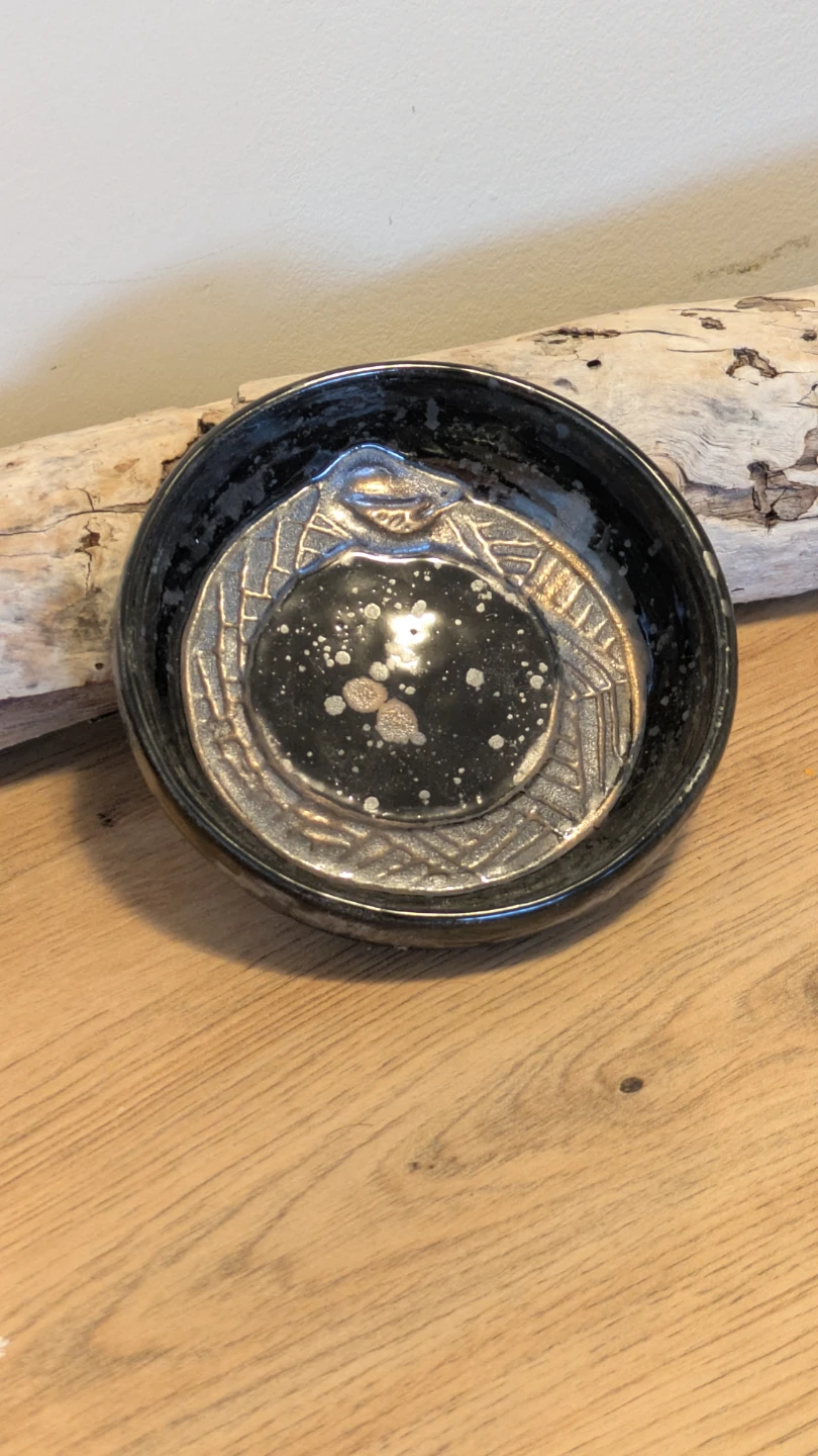 Handmade Ceramic Bowl with Serpent Design