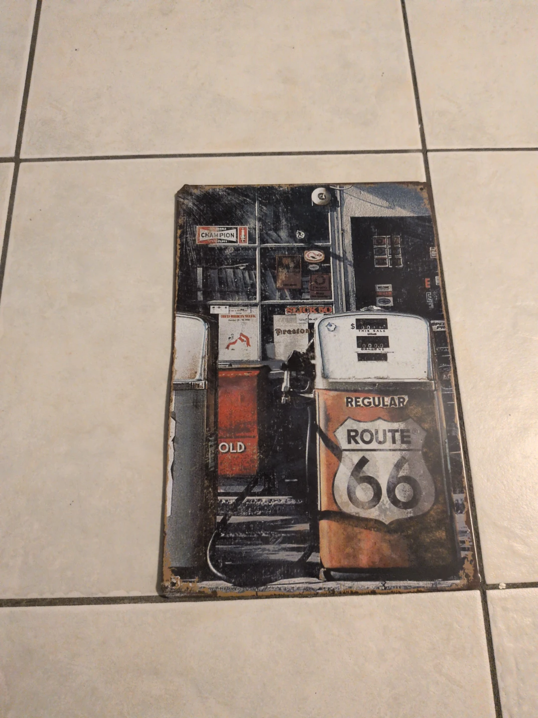 Vintage Route 66 Gas Station Tin Sign