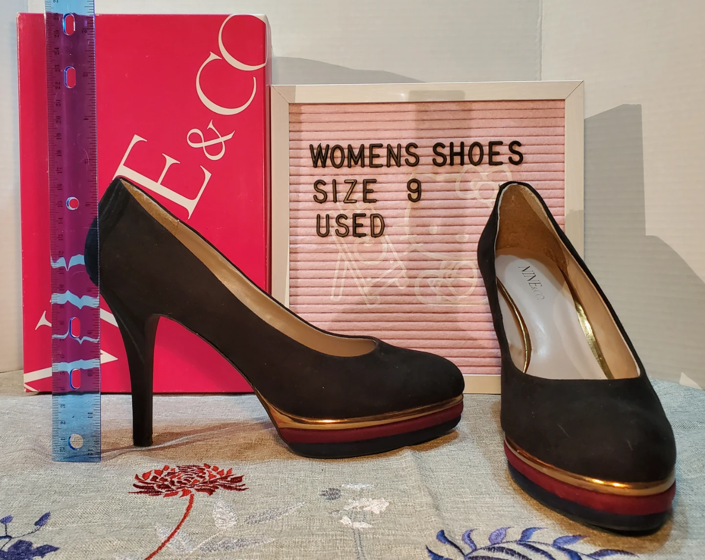 Nine West Women's Size 9 Black Suede Platform Heels