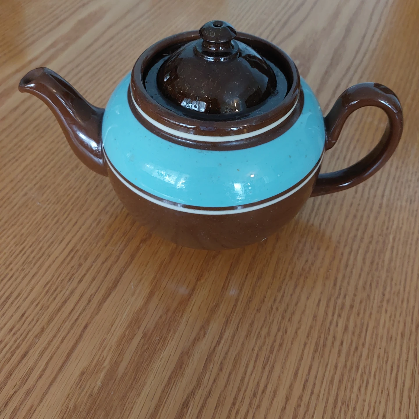 Vintage Brown and Turquoise Teapot - Made in England