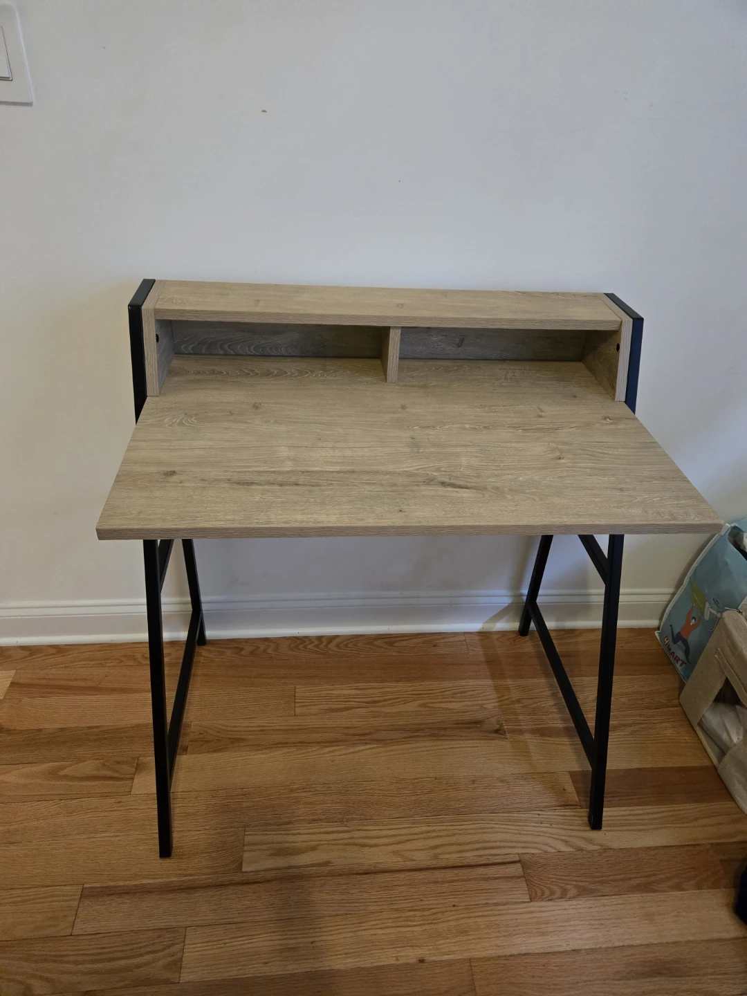 Desk with Shelf - Wood Grain & Black Metal - photo 2