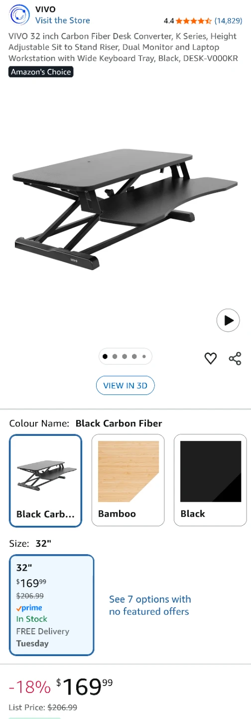 VIVO 32 inch Carbon Fiber Standing Desk Converter - photo 4