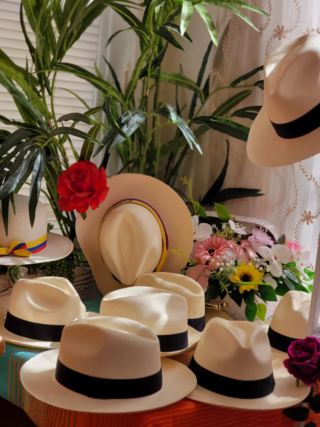 Straw Panama Hats with Black Bands /Unisex - photo 2