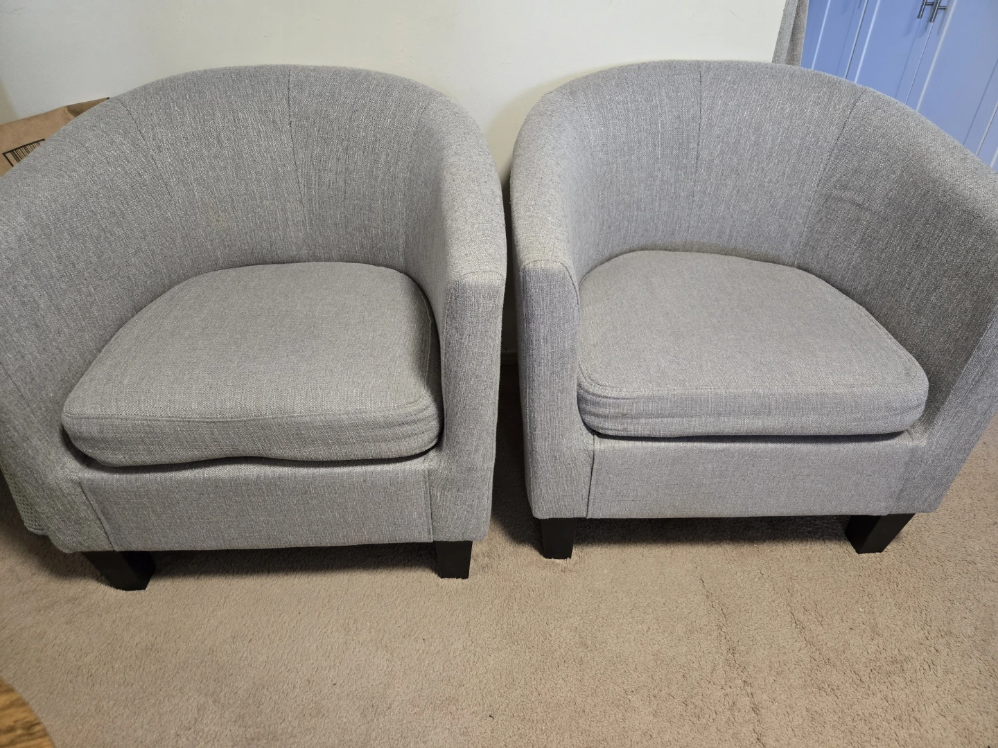 MOVING OUT SALE!! Grey Fabric Club Chair (Set of 2)